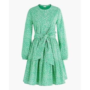 J. Crew NWT Women's Floral Printed Tie-Waist Mini Dress Cotton Poplin Green M